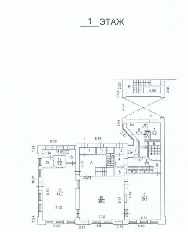 Планировка офиса 886.5 м², 1 этаж, Особняк «г Москва, Бол. Полянка ул., 23, стр. 3»
